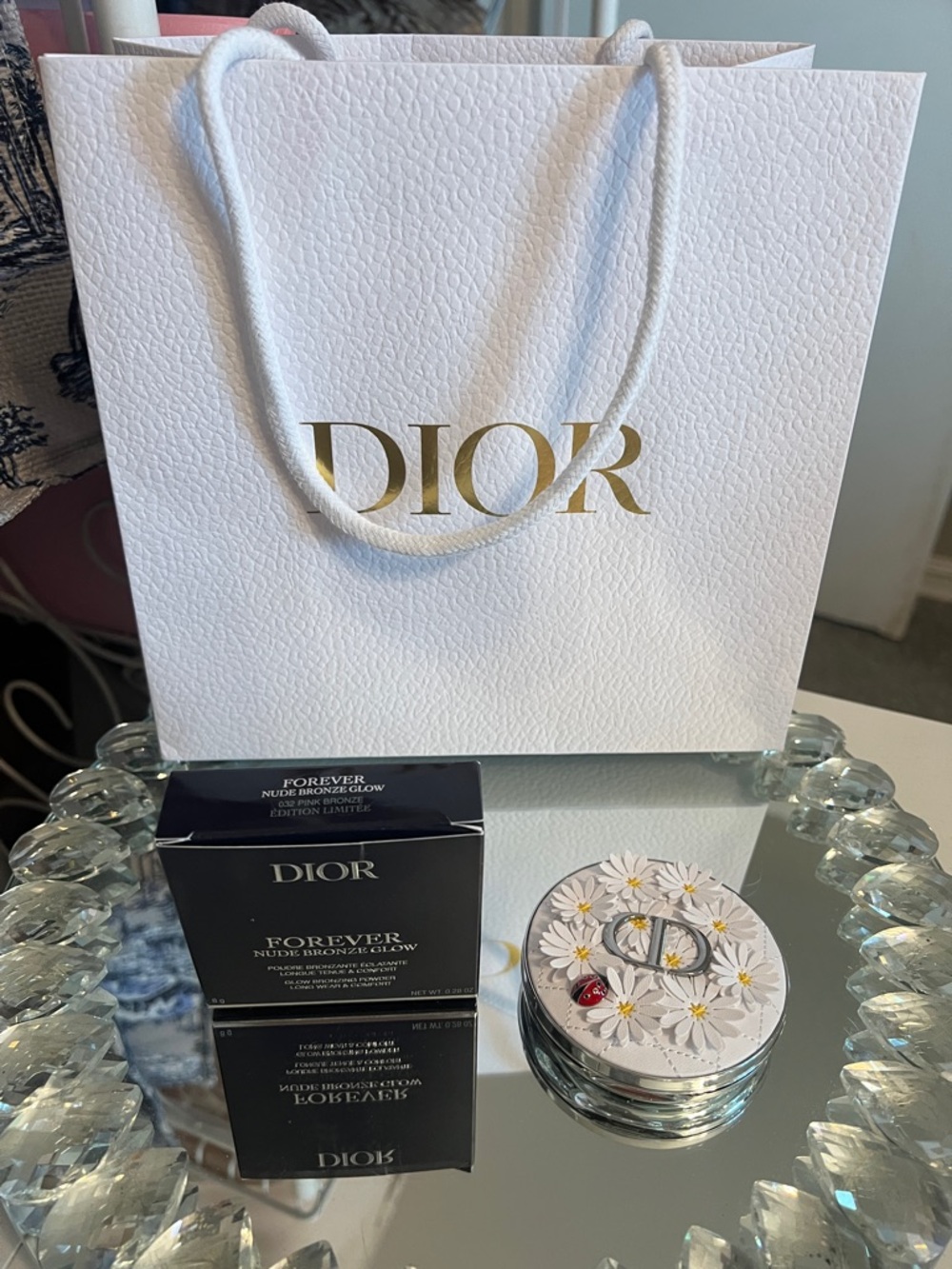 Dior Nude Bronze Glow Pink Bronze and Gift Bag in White and Gold—Limited Edition